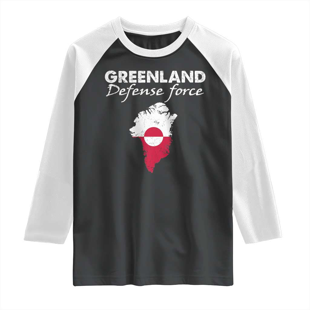 Greenland Defense Force Raglan Shirt Political Statement Greenland Policy TS11 Black White Print Your Wear