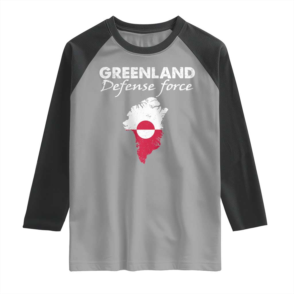 Greenland Defense Force Raglan Shirt Political Statement Greenland Policy TS11 Sport Gray Black Print Your Wear