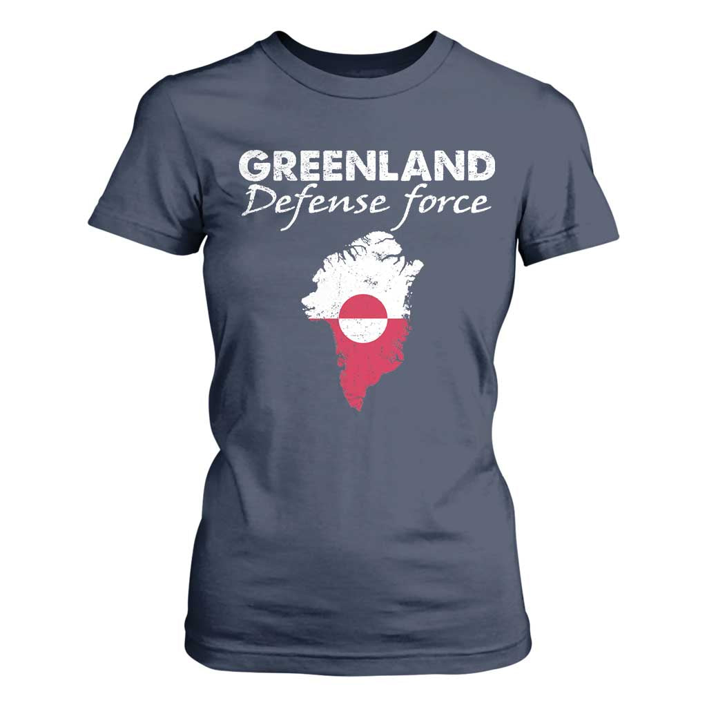 Greenland Defense Force T Shirt For Women Political Statement Greenland Policy TS11 Navy Print Your Wear