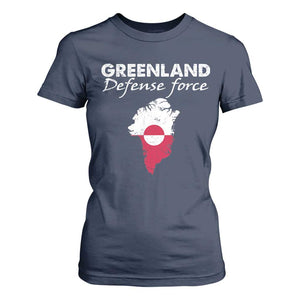 Greenland Defense Force T Shirt For Women Political Statement Greenland Policy TS11 Navy Print Your Wear
