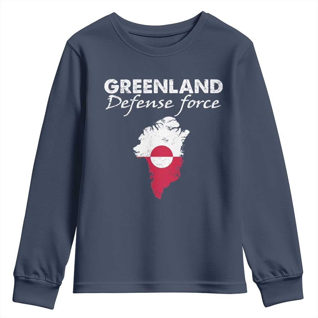 Greenland Defense Force Youth Sweatshirt Political Statement Greenland Policy TS11 Navy Print Your Wear