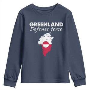 Greenland Defense Force Youth Sweatshirt Political Statement Greenland Policy TS11 Navy Print Your Wear
