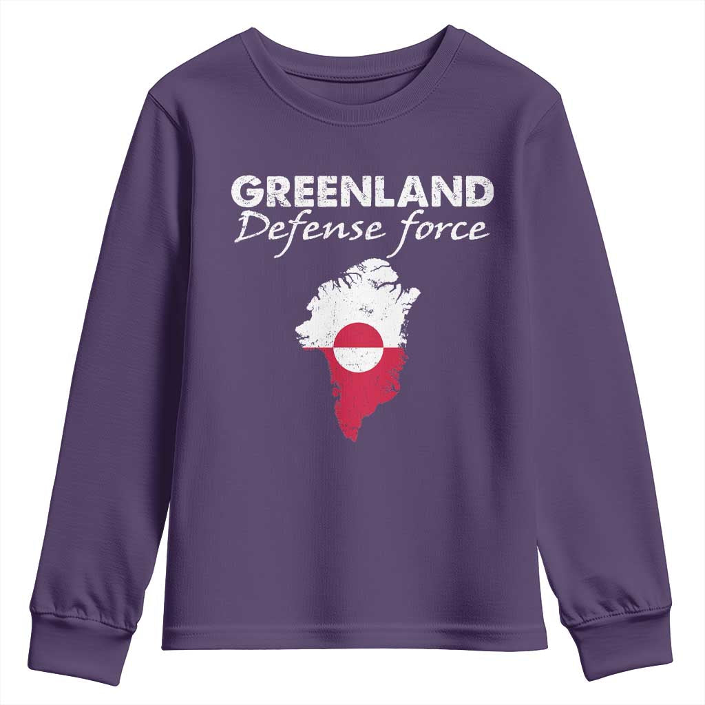 Greenland Defense Force Youth Sweatshirt Political Statement Greenland Policy TS11 Purple Print Your Wear