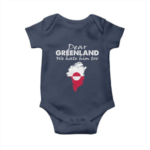 Dear Greenland We Hate Him Too Baby Onesie Greenland Political Protest TS11 Navy Print Your Wear