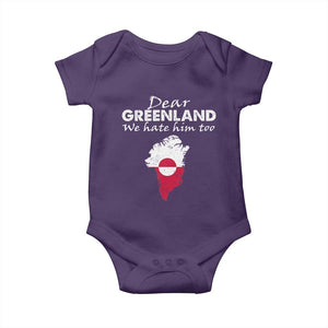 Dear Greenland We Hate Him Too Baby Onesie Greenland Political Protest TS11 Purple Print Your Wear
