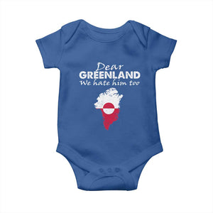 Dear Greenland We Hate Him Too Baby Onesie Greenland Political Protest TS11 Royal Blue Print Your Wear