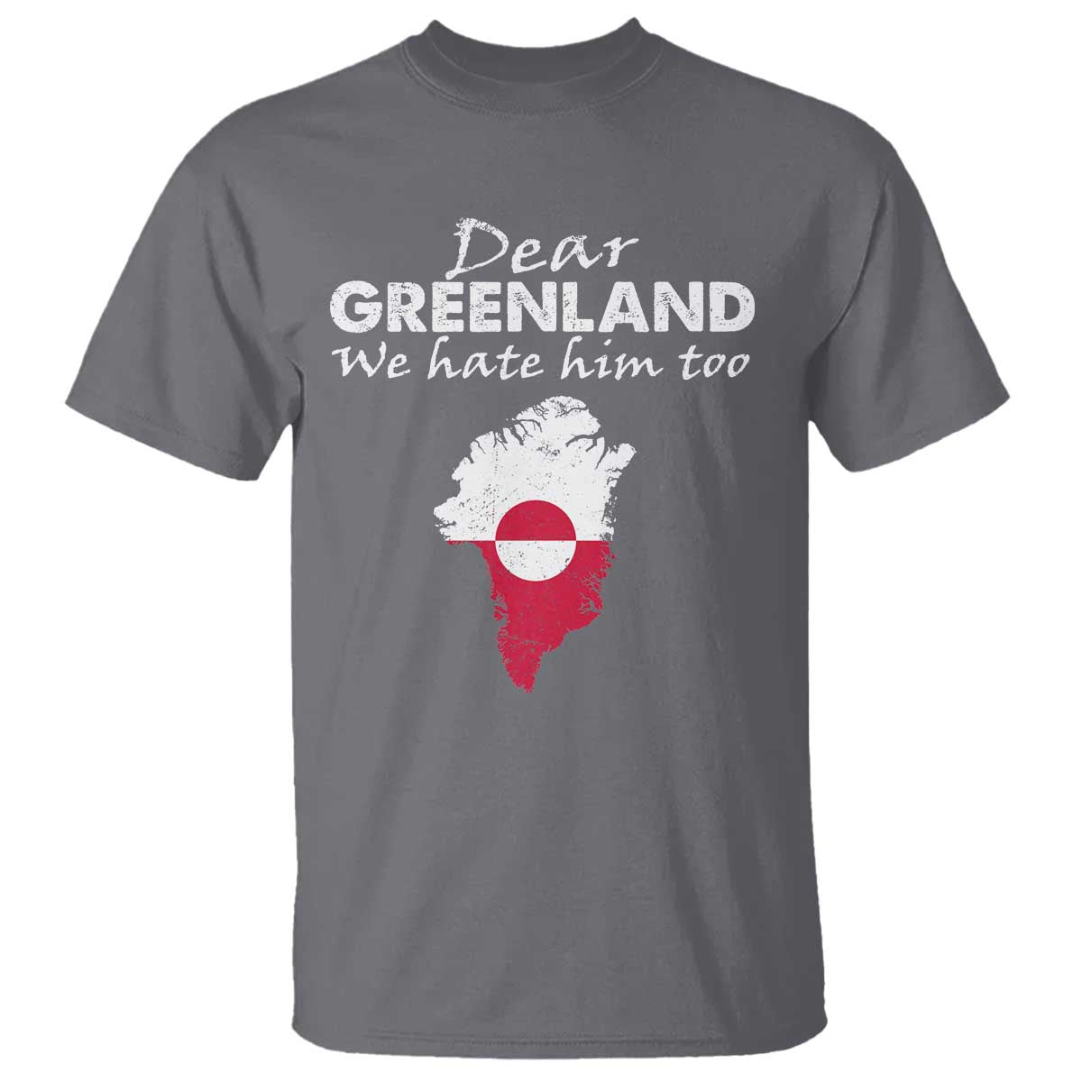 Dear Greenland We Hate Him Too T Shirt Greenland Political Protest TS11 Charcoal Print Your Wear