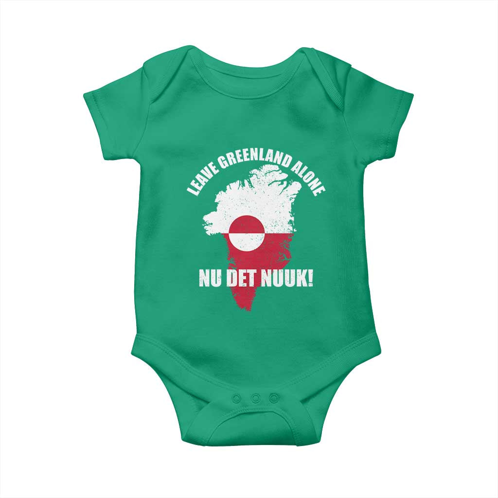 Nu Det Nuuk Leave Greenland Alone Baby Onesie Political Statement Greenland Policy TS11 Irish Green Print Your Wear