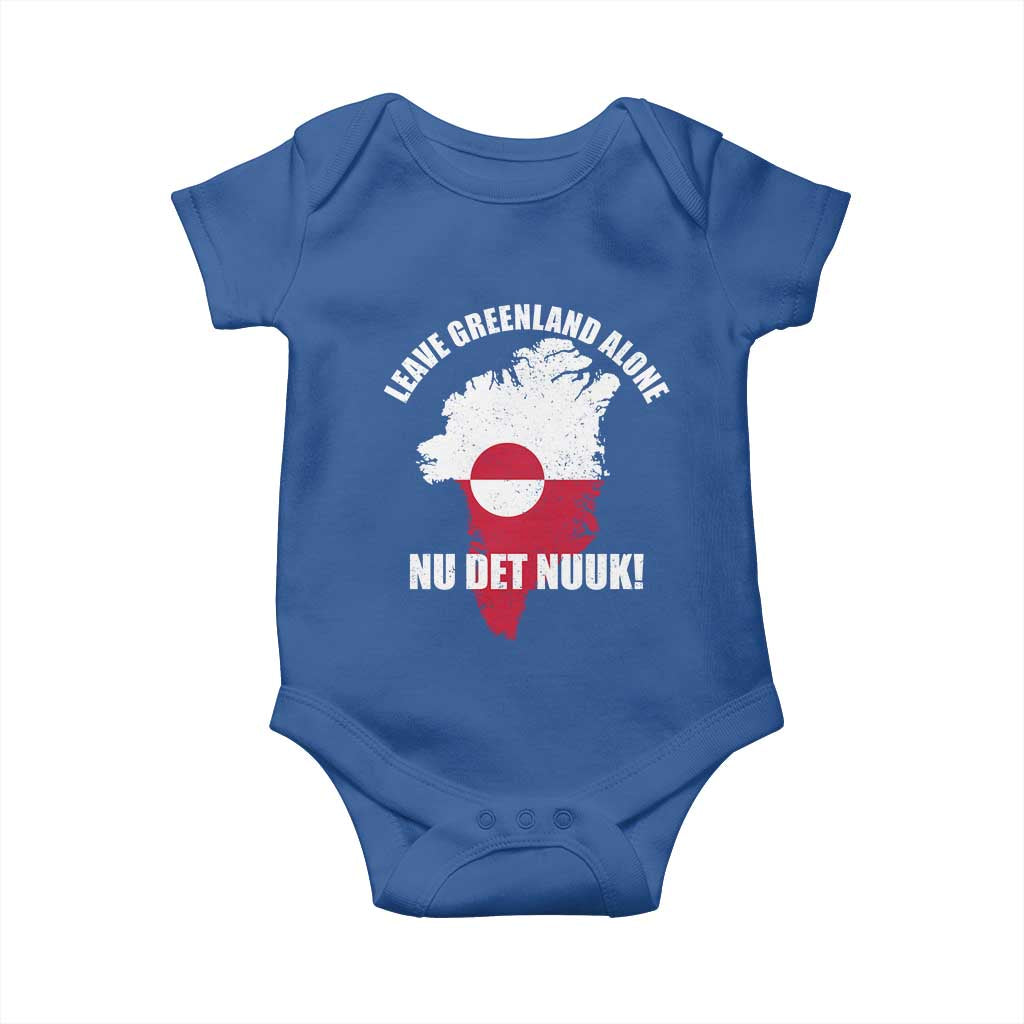 Nu Det Nuuk Leave Greenland Alone Baby Onesie Political Statement Greenland Policy TS11 Royal Blue Print Your Wear