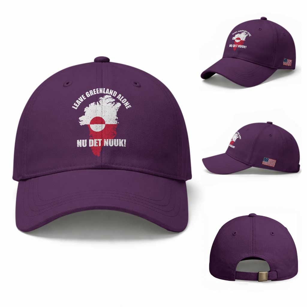 Nu Det Nuuk Leave Greenland Alone Baseball Cap Political Statement Greenland Policy TS11 Baseball Cap Universal Fit Purple Print Your Wear