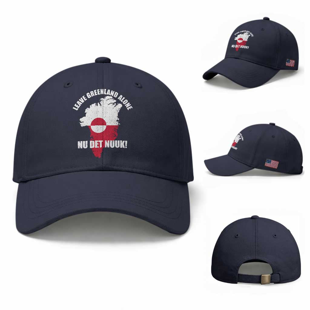 Nu Det Nuuk Leave Greenland Alone Baseball Cap Political Statement Greenland Policy TS11 Baseball Cap Universal Fit Navy Print Your Wear