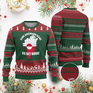 Nu Det Nuuk Leave Greenland Alone Ugly Christmas Sweater Political Statement Greenland Policy TS11 Red Green Print Your Wear