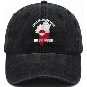 Nu Det Nuuk Leave Greenland Alone Washed Cotton Baseball Cap Political Statement Greenland Policy TS11 Print Your Wear