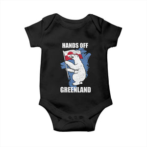 Hands Off Greenland Protest Baby Onesie Support Greenland Bear Holding Flag TS11 Black Print Your Wear
