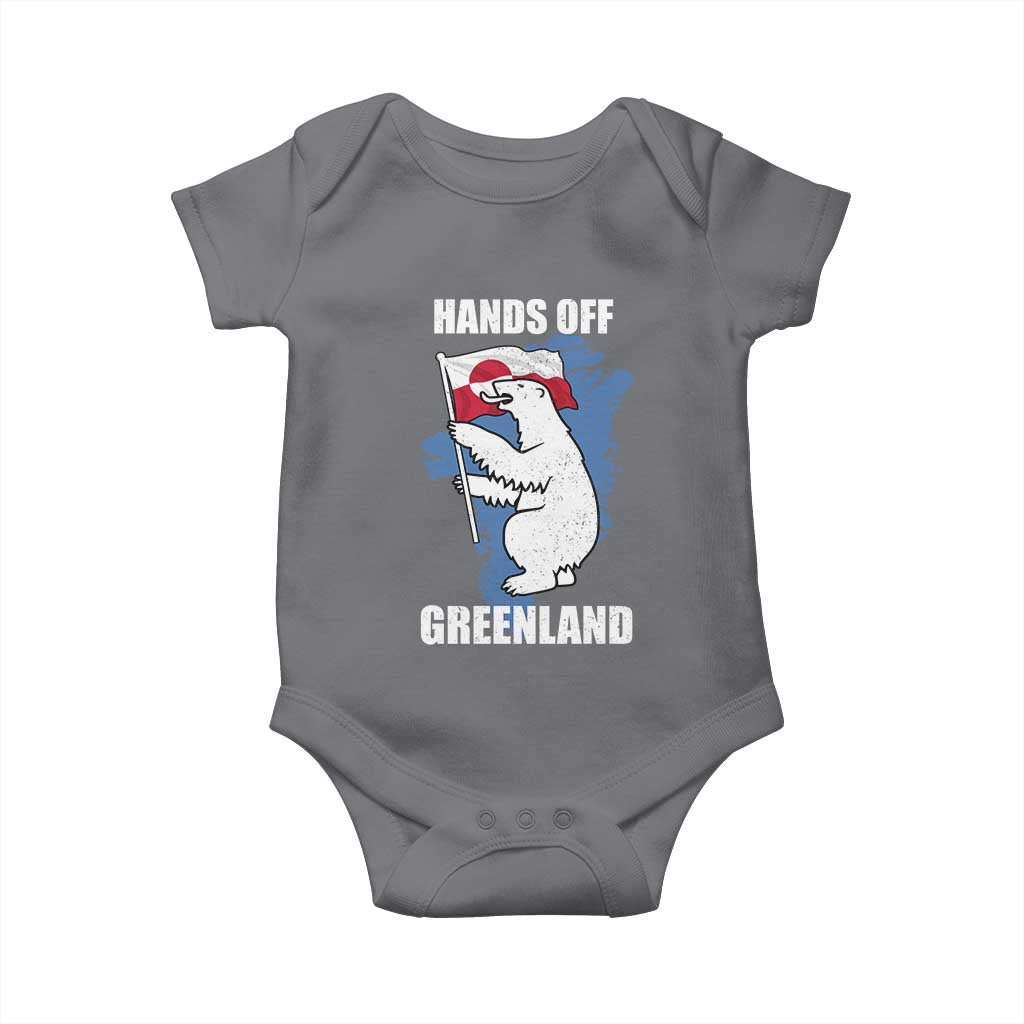 Hands Off Greenland Protest Baby Onesie Support Greenland Bear Holding Flag TS11 Charcoal Print Your Wear