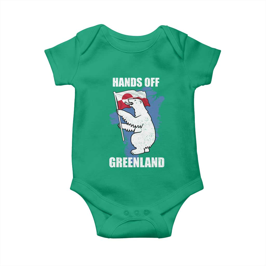 Hands Off Greenland Protest Baby Onesie Support Greenland Bear Holding Flag TS11 Irish Green Print Your Wear