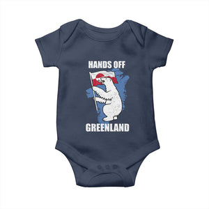 Hands Off Greenland Protest Baby Onesie Support Greenland Bear Holding Flag TS11 Navy Print Your Wear