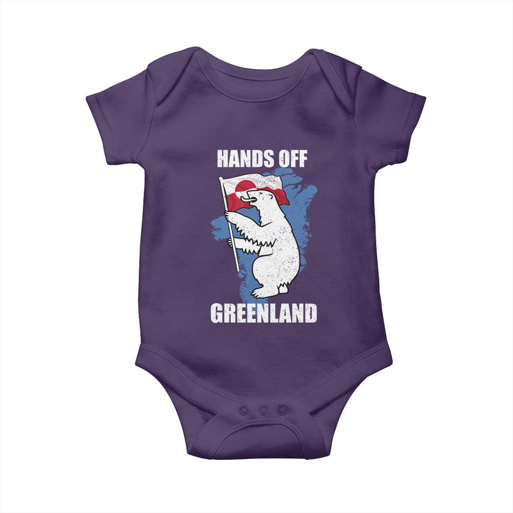 Hands Off Greenland Protest Baby Onesie Support Greenland Bear Holding Flag TS11 Purple Print Your Wear
