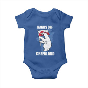 Hands Off Greenland Protest Baby Onesie Support Greenland Bear Holding Flag TS11 Royal Blue Print Your Wear