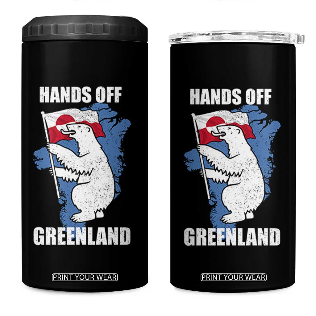 Hands Off Greenland Protest 4 in 1 Can Cooler Tumbler Support Greenland Bear Holding Flag TS11 One Size: 16 oz Black Print Your Wear