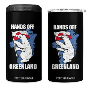 Hands Off Greenland Protest 4 in 1 Can Cooler Tumbler Support Greenland Bear Holding Flag TS11 One Size: 16 oz Black Print Your Wear