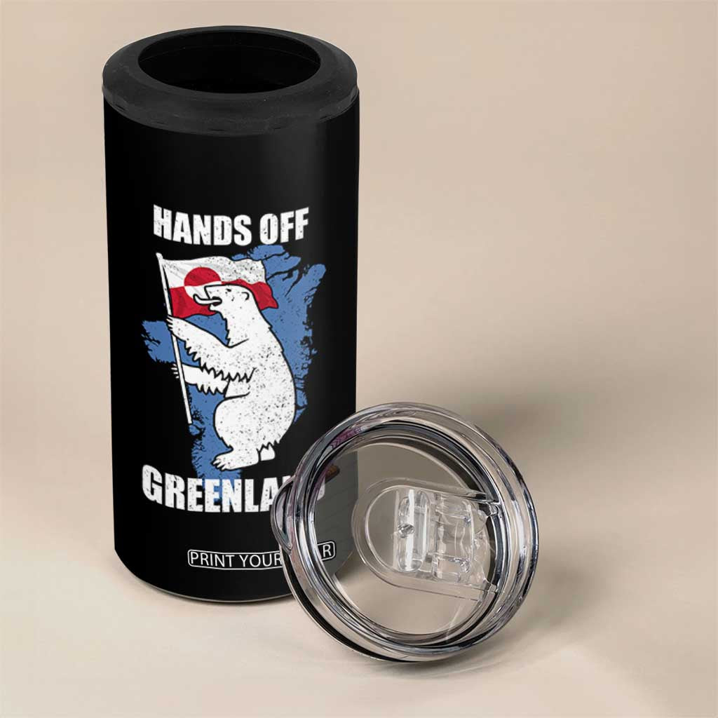 Hands Off Greenland Protest 4 in 1 Can Cooler Tumbler Support Greenland Bear Holding Flag TS11 Print Your Wear