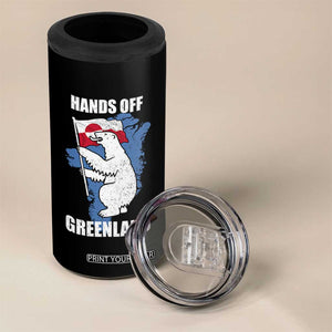 Hands Off Greenland Protest 4 in 1 Can Cooler Tumbler Support Greenland Bear Holding Flag TS11 Print Your Wear
