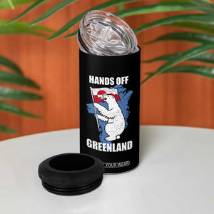 Hands Off Greenland Protest 4 in 1 Can Cooler Tumbler Support Greenland Bear Holding Flag TS11 Print Your Wear