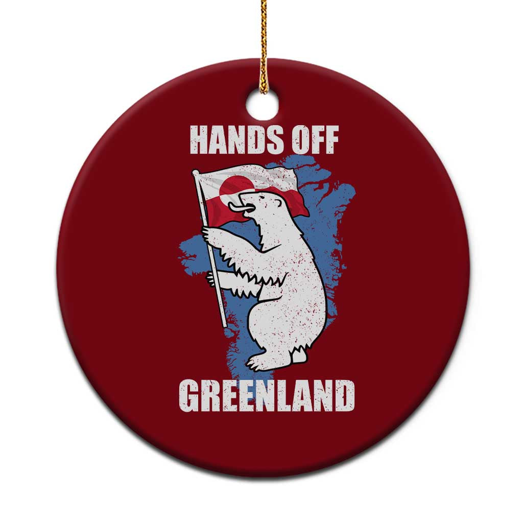 Hands Off Greenland Protest Ceramic Ornament Support Greenland Bear Holding Flag TS11 1pc Red Print Your Wear