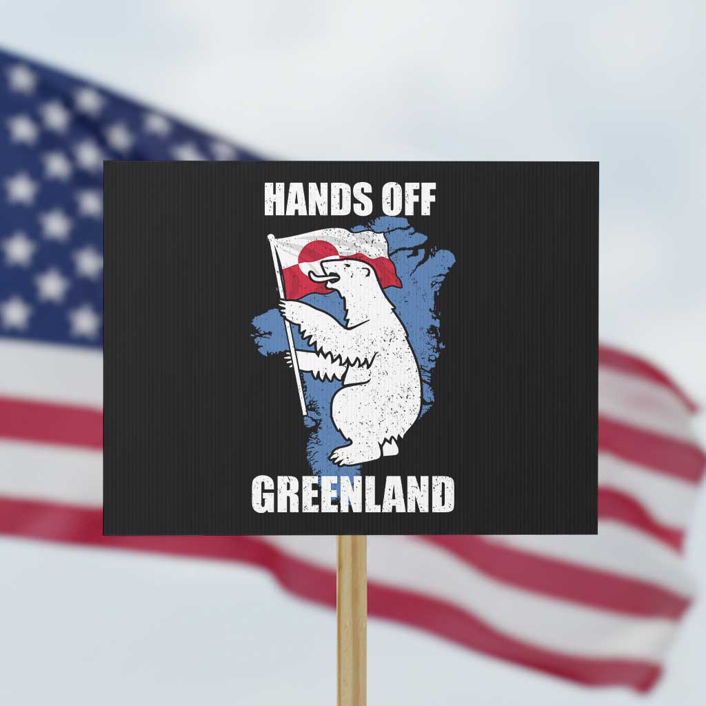 Hands Off Greenland Protest Protest Sign Support Greenland Bear Holding Flag TS11 Horizontal 18