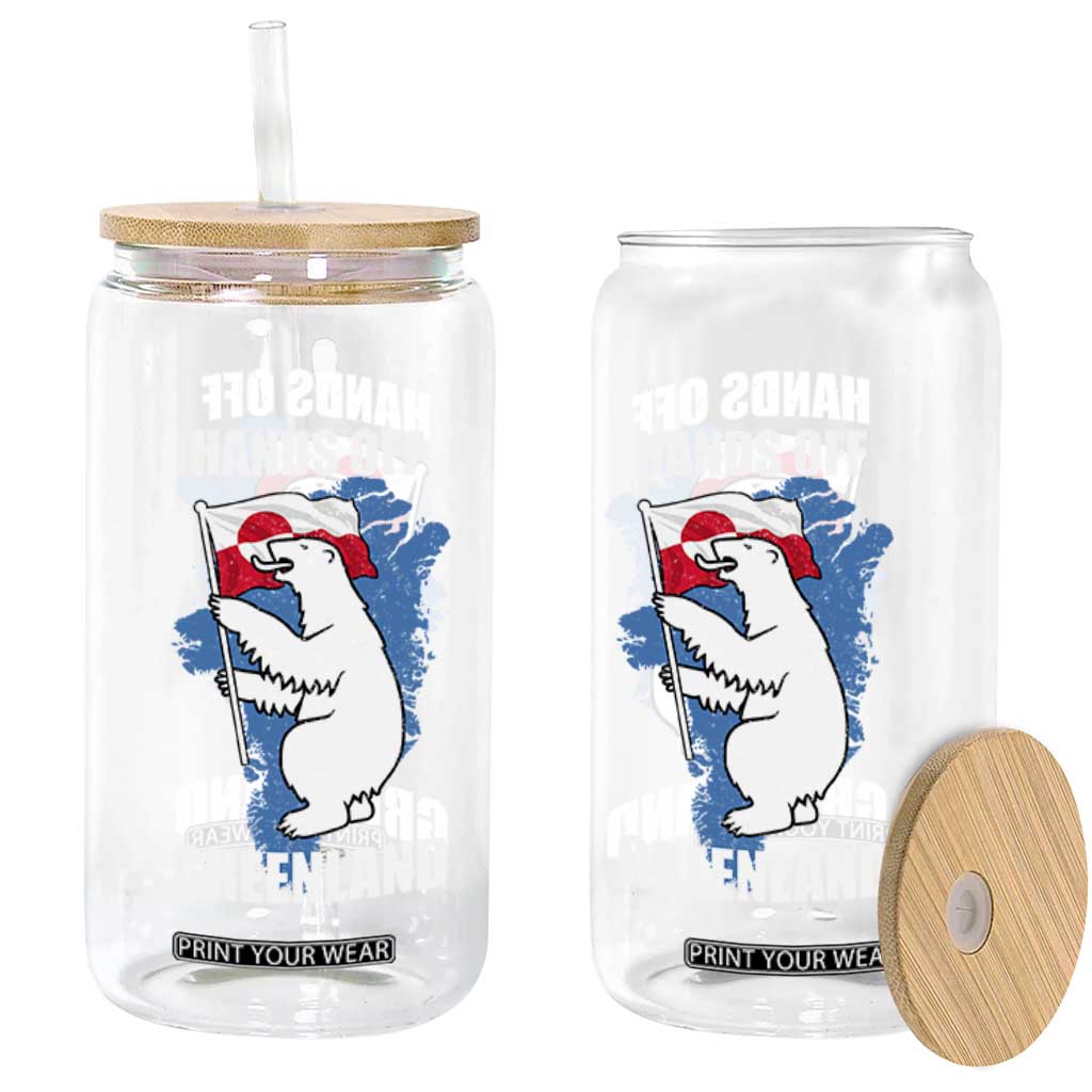 Hands Off Greenland Protest Glass Can Support Greenland Bear Holding Flag TS11 Print Your Wear