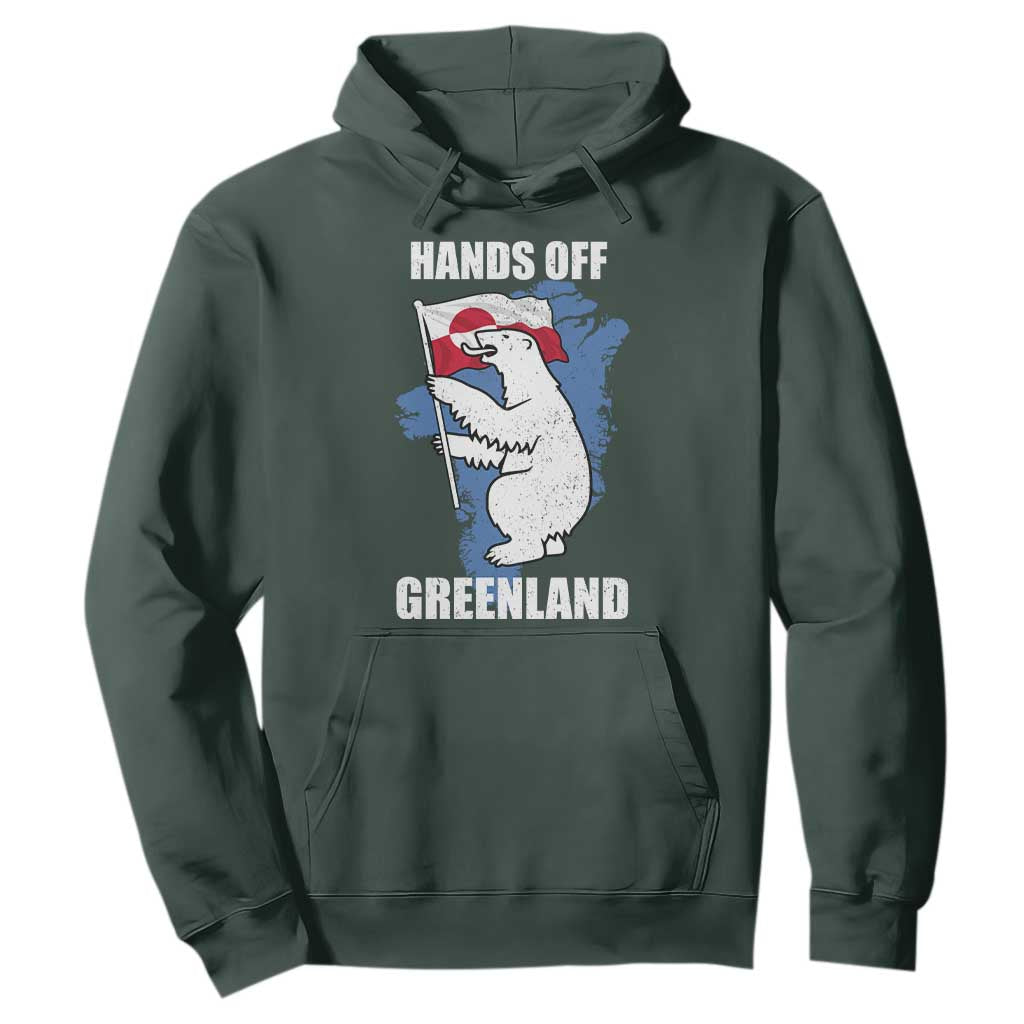 Hands Off Greenland Protest Hoodie Support Greenland Bear Holding Flag TS11 Dark Forest Green Print Your Wear