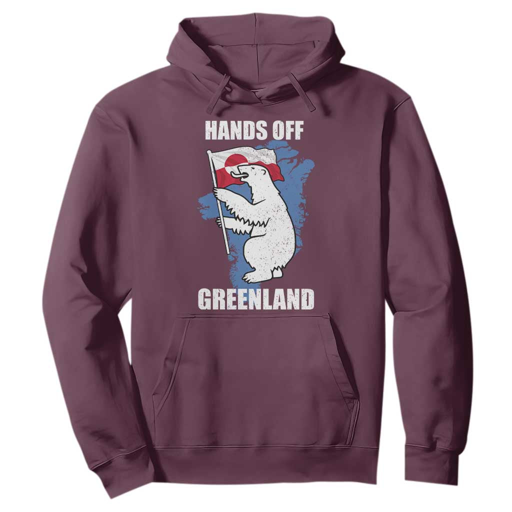Hands Off Greenland Protest Hoodie Support Greenland Bear Holding Flag TS11 Maroon Print Your Wear