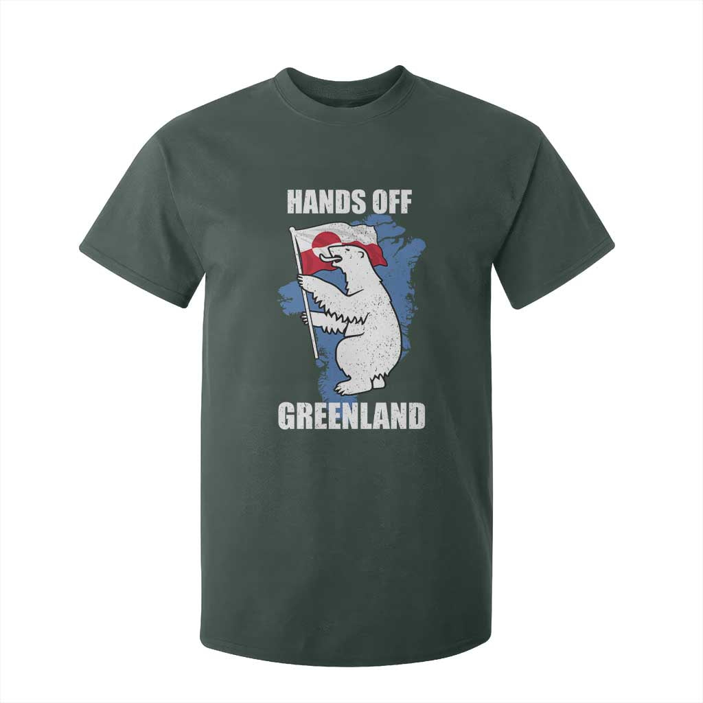 Hands Off Greenland Protest T Shirt For Kid Support Greenland Bear Holding Flag TS11 Dark Forest Green Print Your Wear