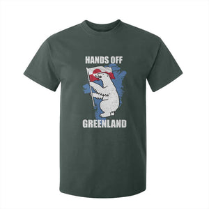 Hands Off Greenland Protest T Shirt For Kid Support Greenland Bear Holding Flag TS11 Dark Forest Green Print Your Wear