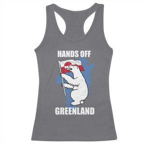 Hands Off Greenland Protest Racerback Tank Top Support Greenland Bear Holding Flag TS11 Charcoal Print Your Wear