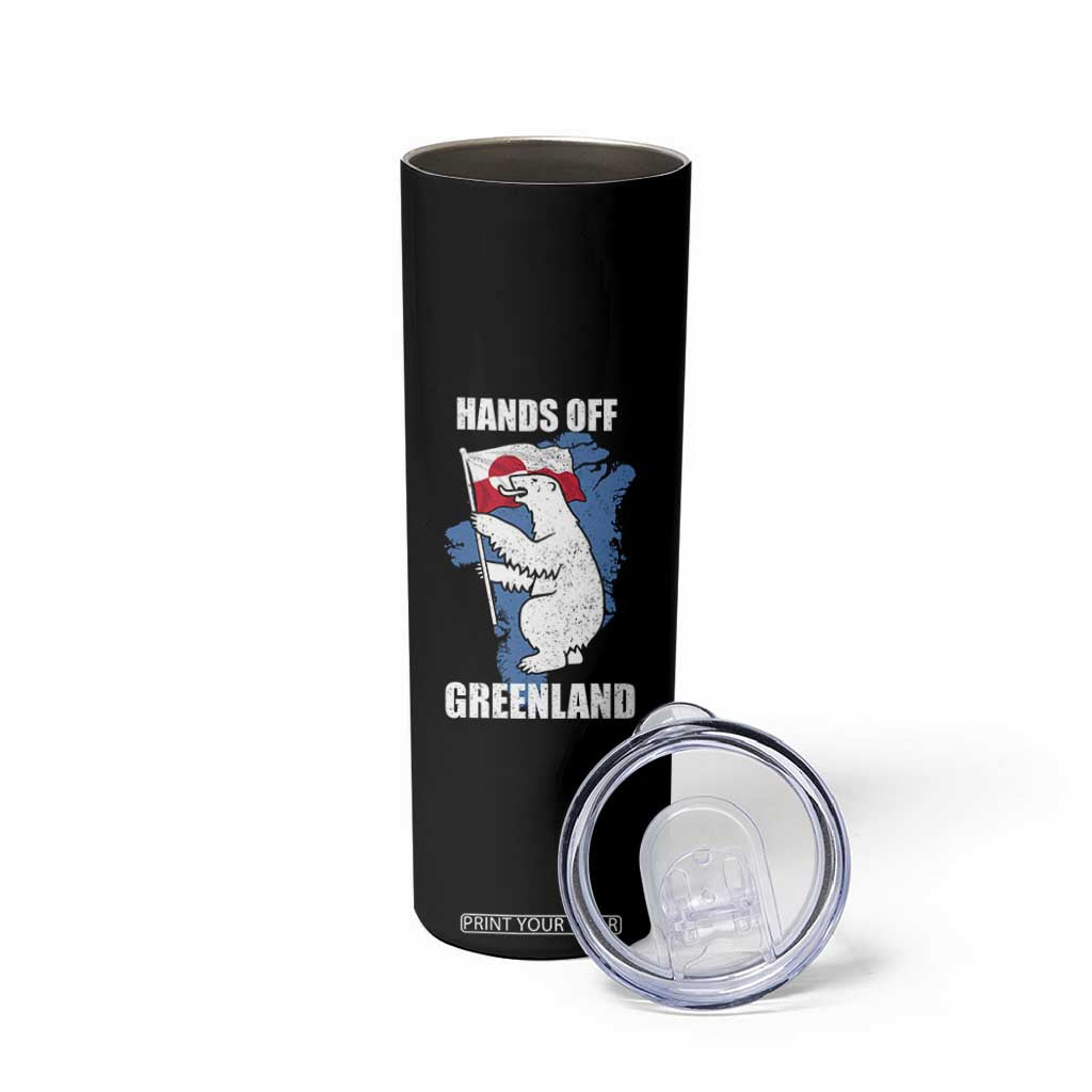 Hands Off Greenland Protest Skinny Tumbler Support Greenland Bear Holding Flag TS11 Print Your Wear