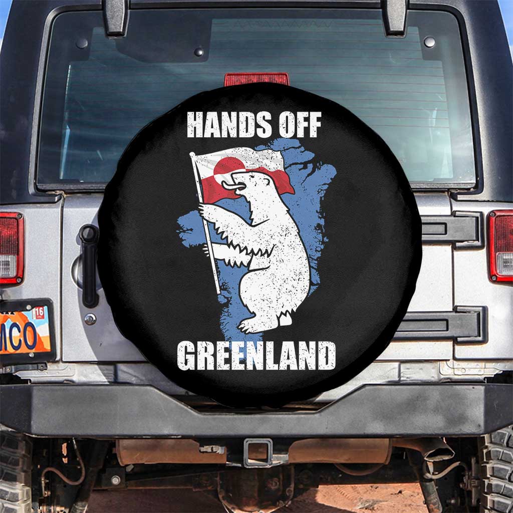 Hands Off Greenland Protest Spare Tire Cover Support Greenland Bear Holding Flag TS11 No hole Black Print Your Wear