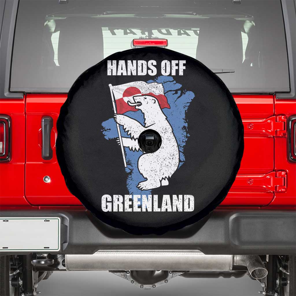 Hands Off Greenland Protest Spare Tire Cover Support Greenland Bear Holding Flag TS11 Black Print Your Wear