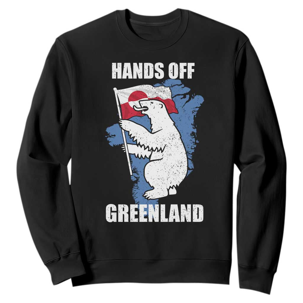 Hands Off Greenland Protest Sweatshirt Support Greenland Bear Holding Flag TS11 Black Print Your Wear