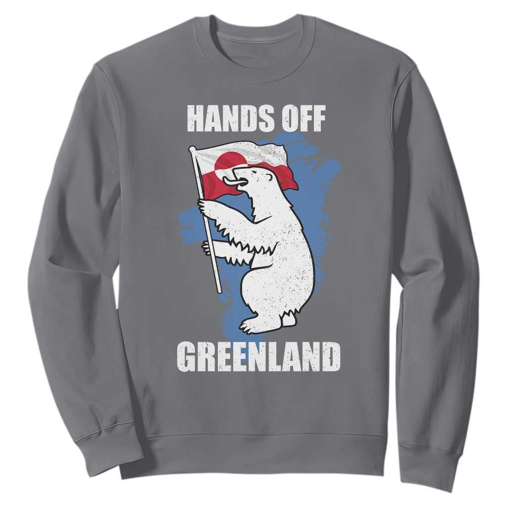 Hands Off Greenland Protest Sweatshirt Support Greenland Bear Holding Flag TS11 Charcoal Print Your Wear