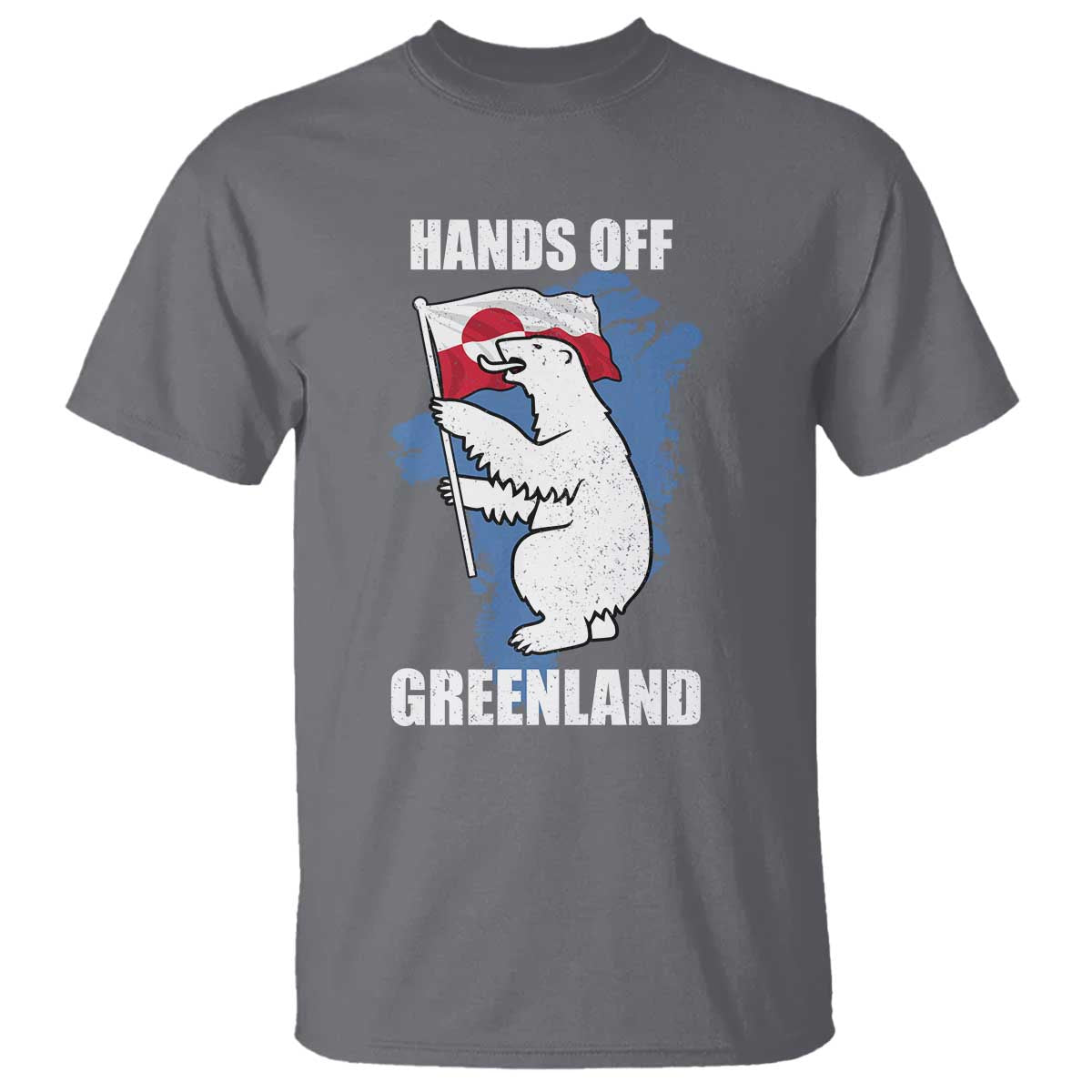 Hands Off Greenland Protest T Shirt Support Greenland Bear Holding Flag TS11 Charcoal Print Your Wear