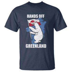 Hands Off Greenland Protest T Shirt Support Greenland Bear Holding Flag TS11 Navy Print Your Wear