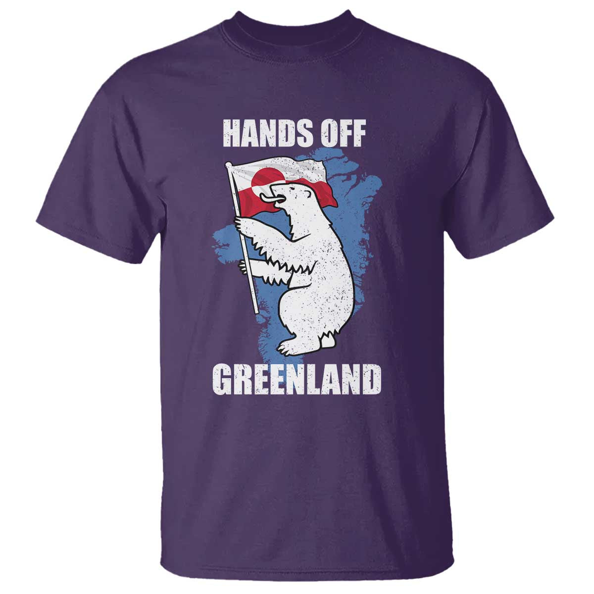 Hands Off Greenland Protest T Shirt Support Greenland Bear Holding Flag TS11 Purple Print Your Wear