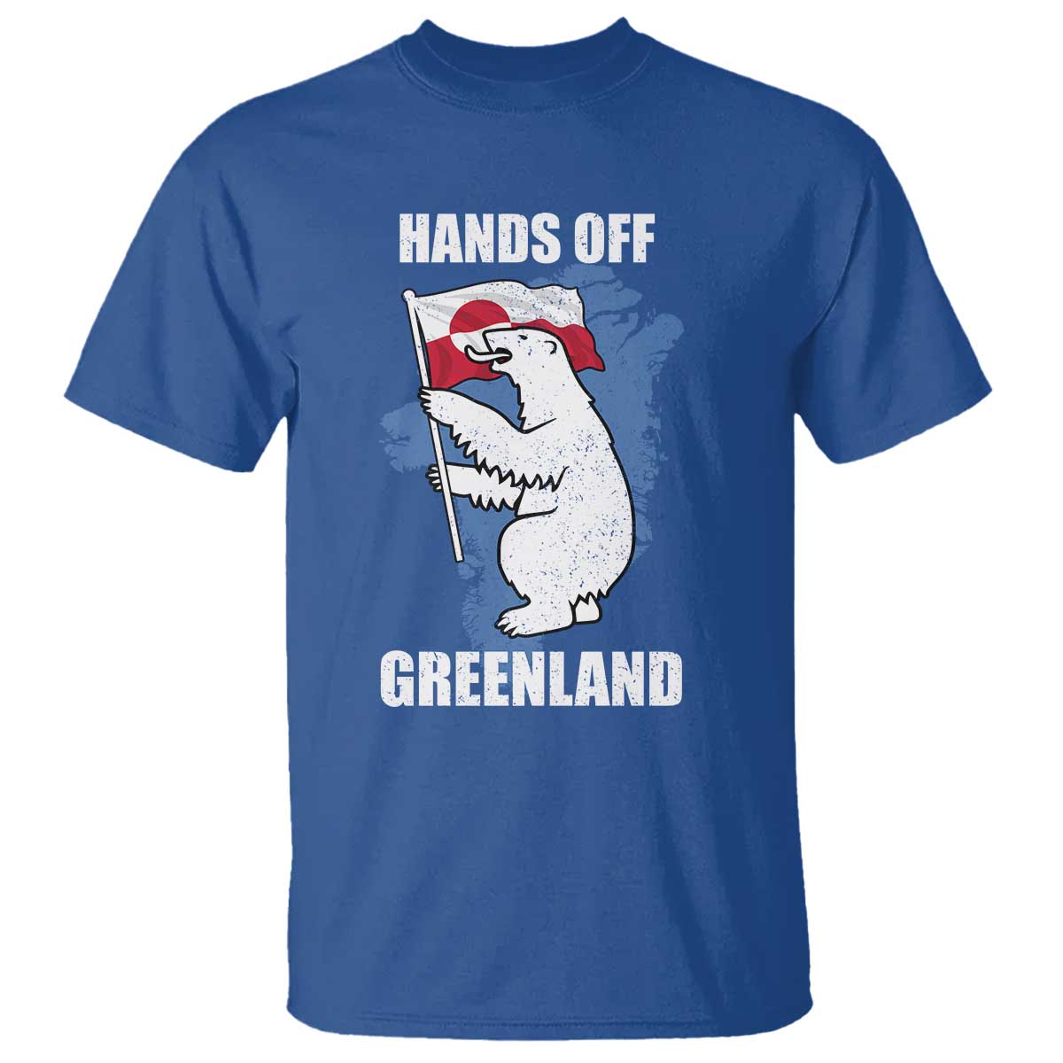 Hands Off Greenland Protest T Shirt Support Greenland Bear Holding Flag TS11 Royal Blue Print Your Wear