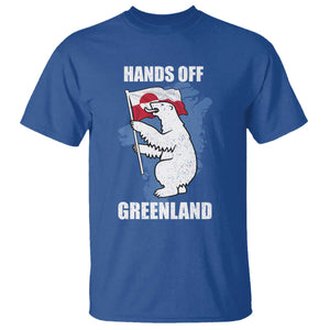 Hands Off Greenland Protest T Shirt Support Greenland Bear Holding Flag TS11 Royal Blue Print Your Wear