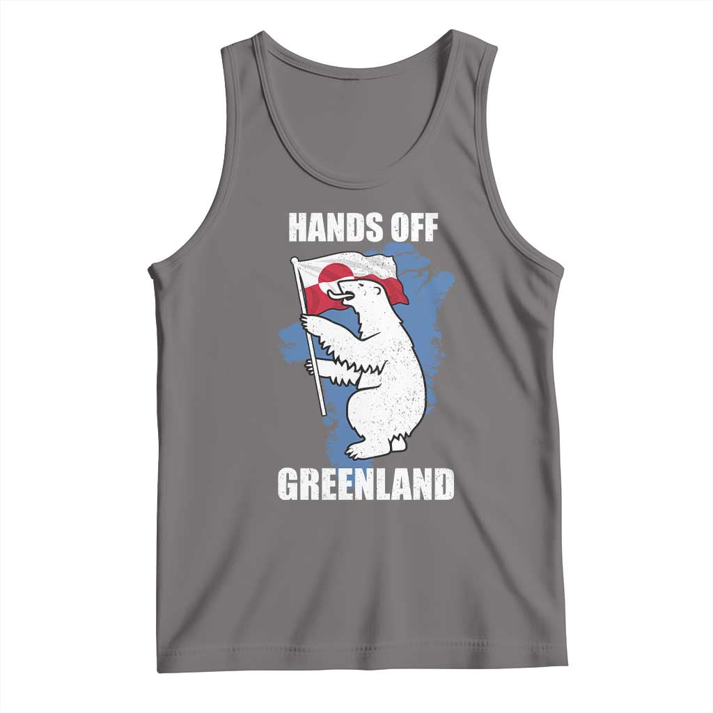 Hands Off Greenland Protest Tank Top Support Greenland Bear Holding Flag TS11 Deep Heather Print Your Wear