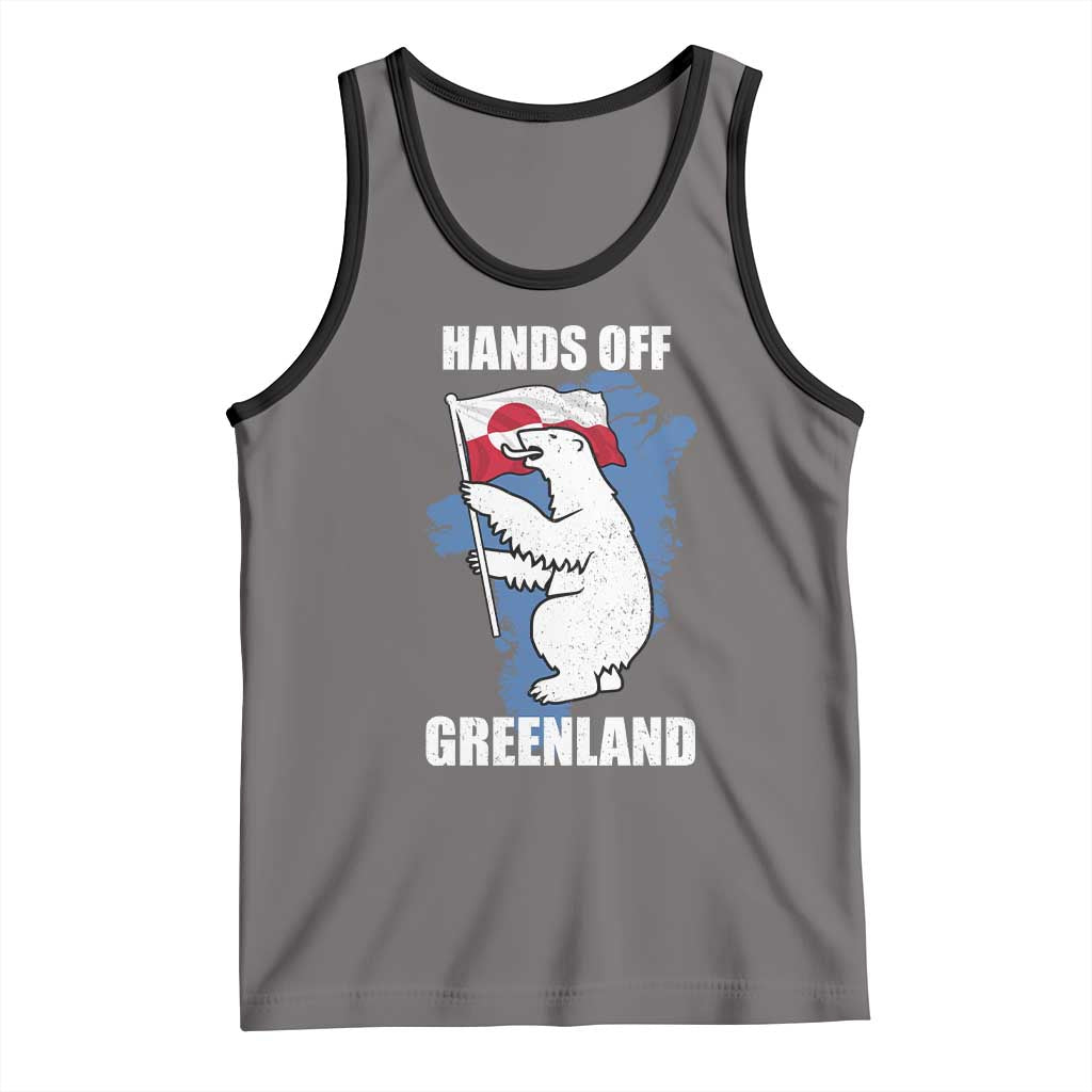 Hands Off Greenland Protest Tank Top Support Greenland Bear Holding Flag TS11 Deep Heather Black Print Your Wear