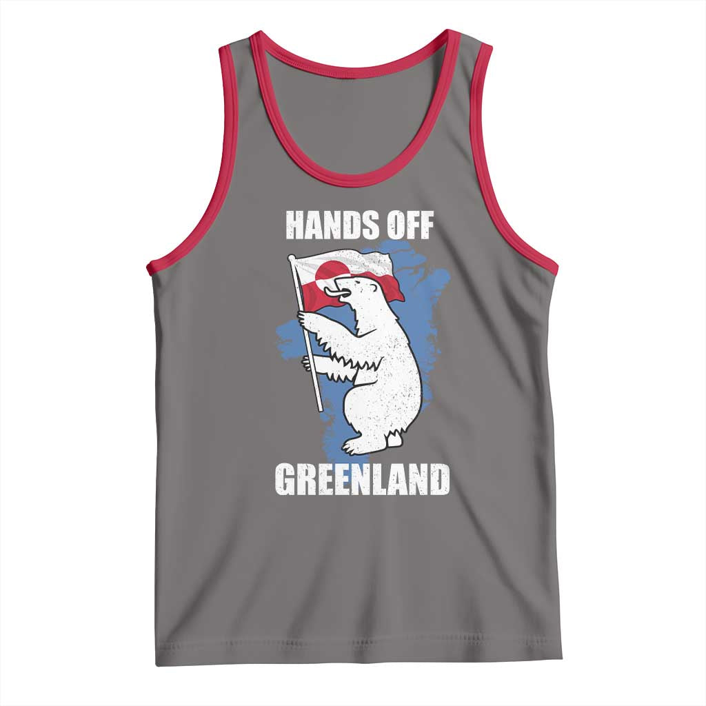 Hands Off Greenland Protest Tank Top Support Greenland Bear Holding Flag TS11 Deep Heather Red Print Your Wear