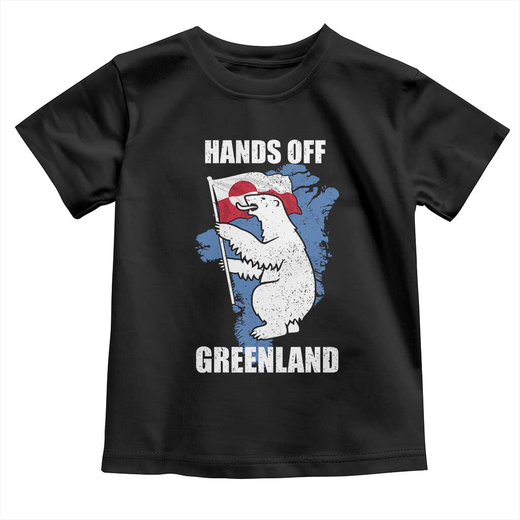 Hands Off Greenland Protest Toddler T Shirt Support Greenland Bear Holding Flag TS11 Black Print Your Wear